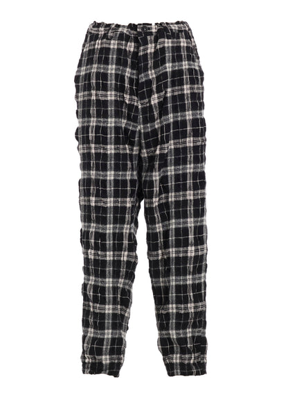 MILLED WOOL COTTON PLAID PANTS