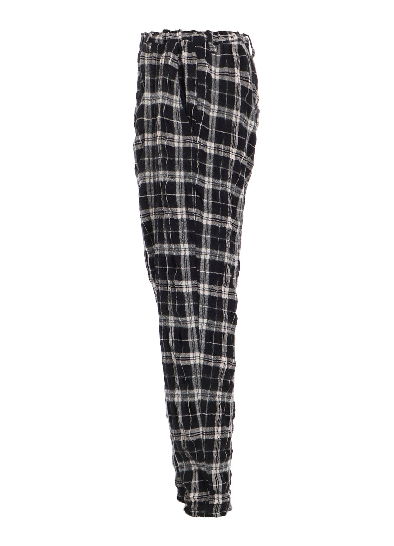 MILLED WOOL COTTON PLAID PANTS