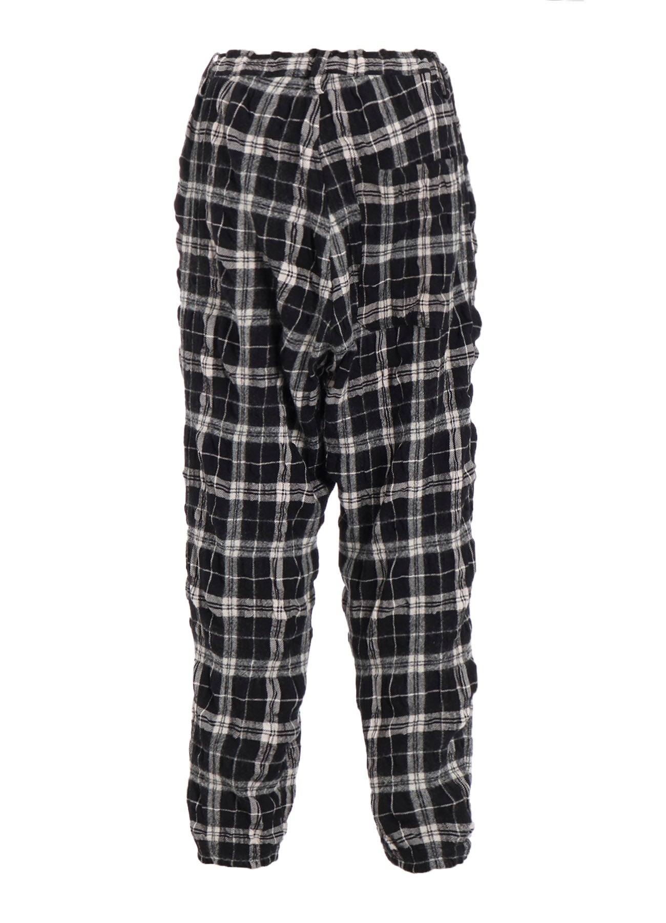 MILLED WOOL COTTON PLAID PANTS