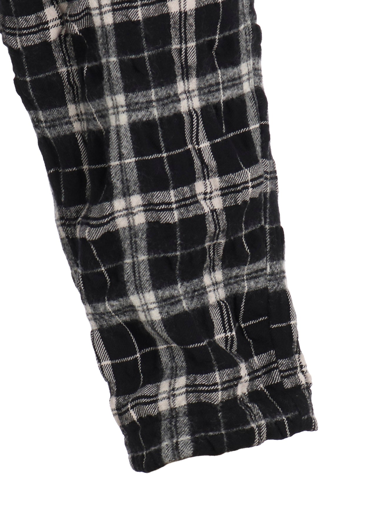 MILLED WOOL COTTON PLAID PANTS