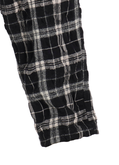 MILLED WOOL COTTON PLAID PANTS
