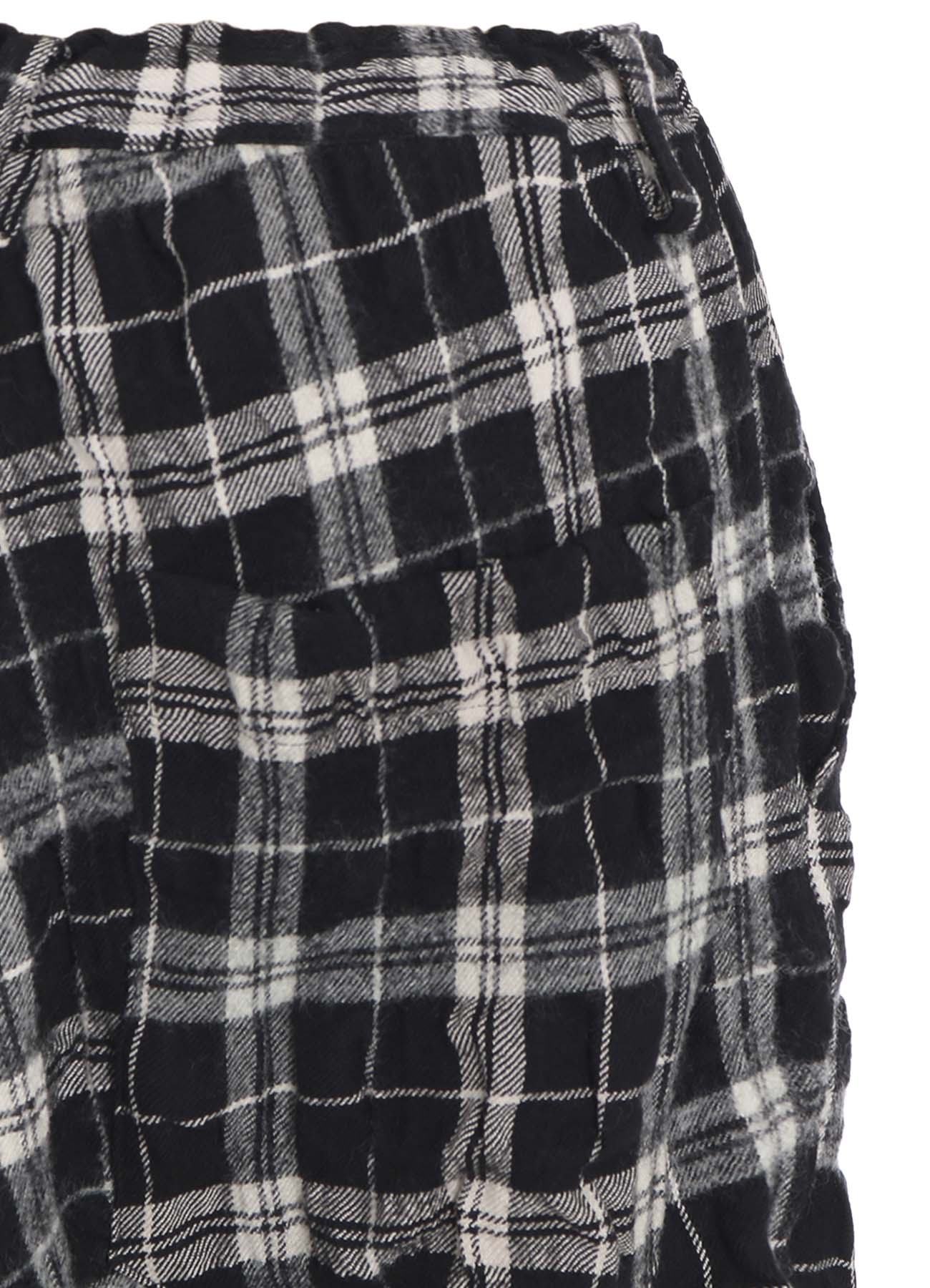 MILLED WOOL COTTON PLAID PANTS