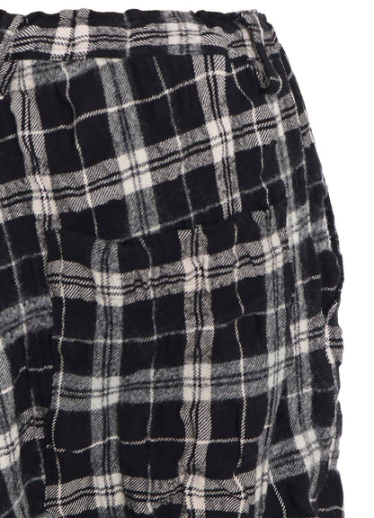 MILLED WOOL COTTON PLAID PANTS