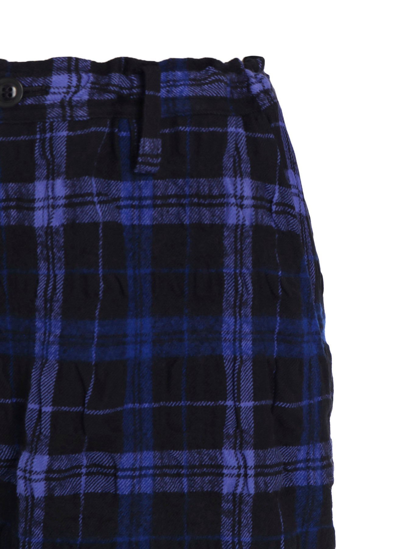MILLED WOOL COTTON PLAID PANTS