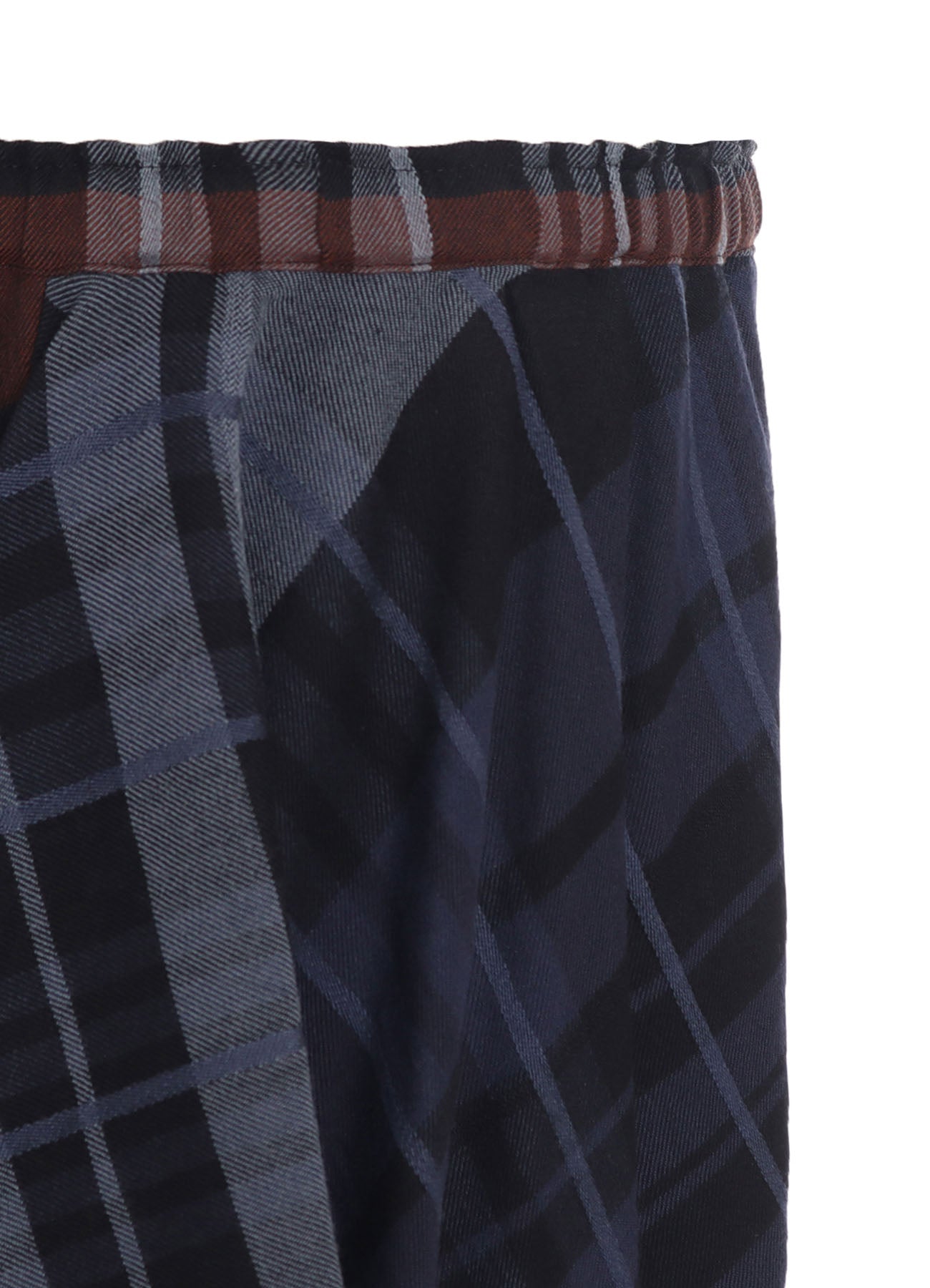 WOOL BLEND PLAID DRAPE PANTS