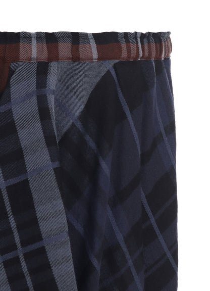WOOL BLEND PLAID DRAPE PANTS