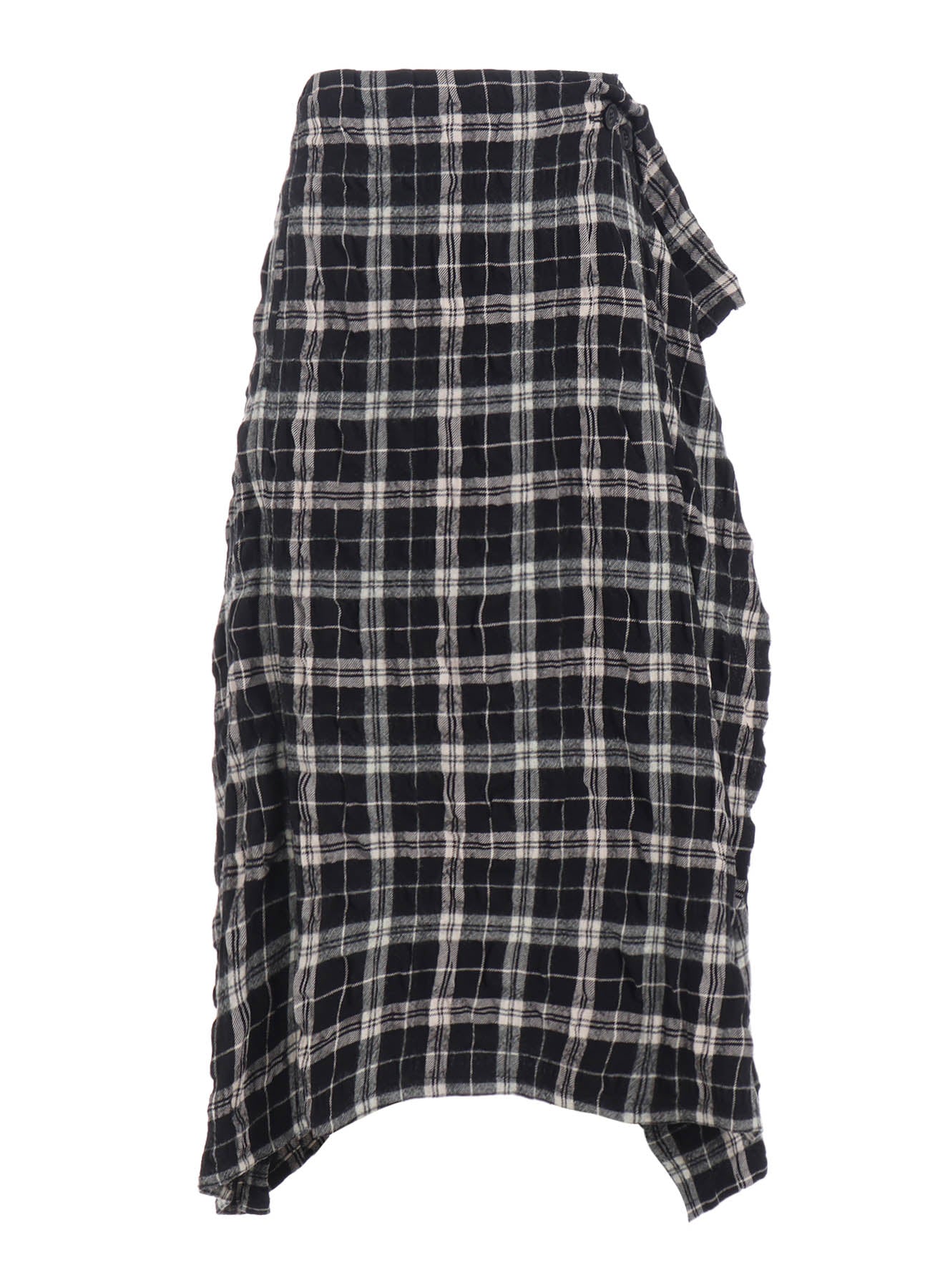 MILLED WOOL COTTON PLAID SKIRT
