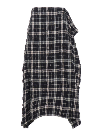 MILLED WOOL COTTON PLAID SKIRT