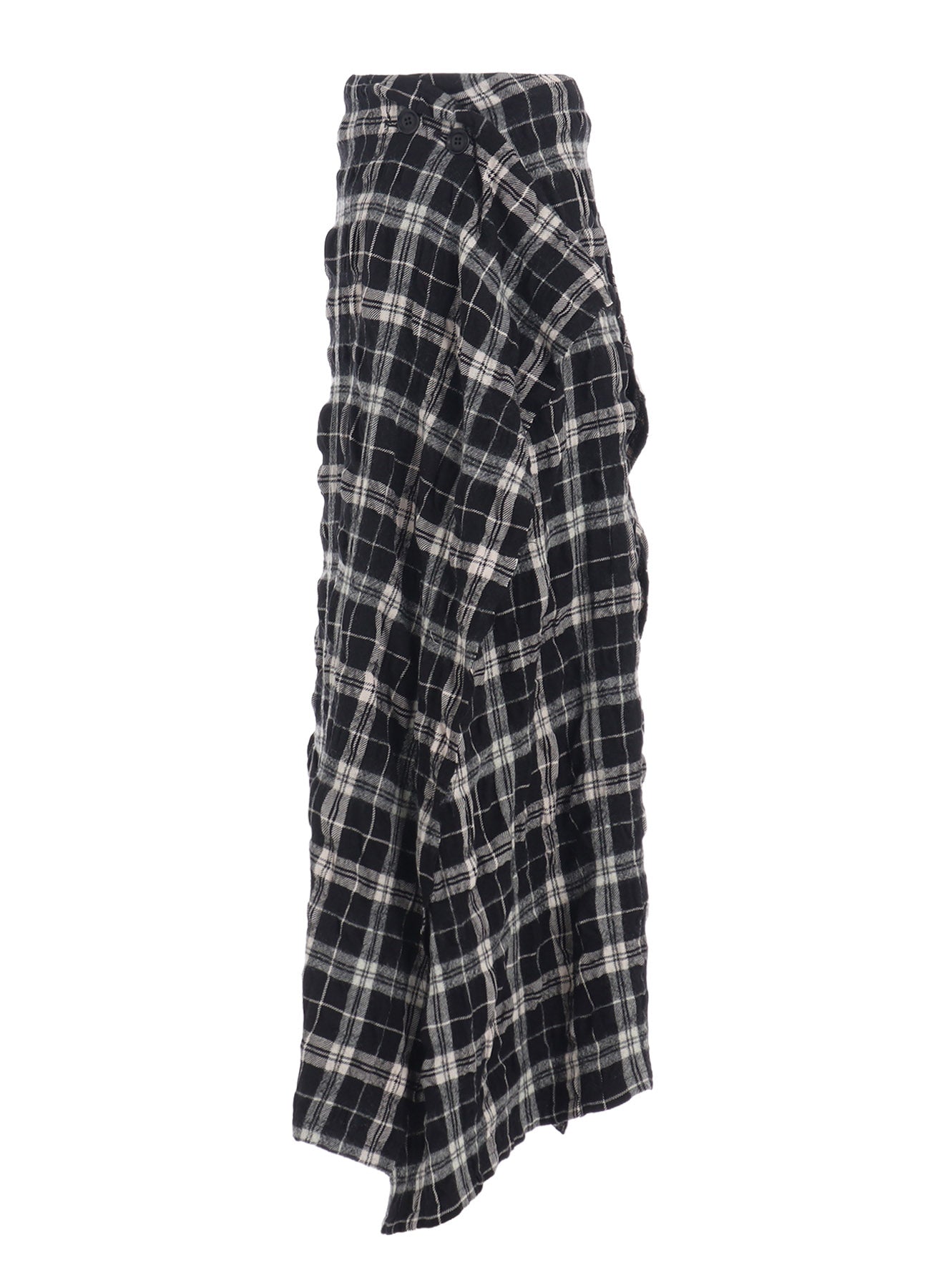 MILLED WOOL COTTON PLAID SKIRT