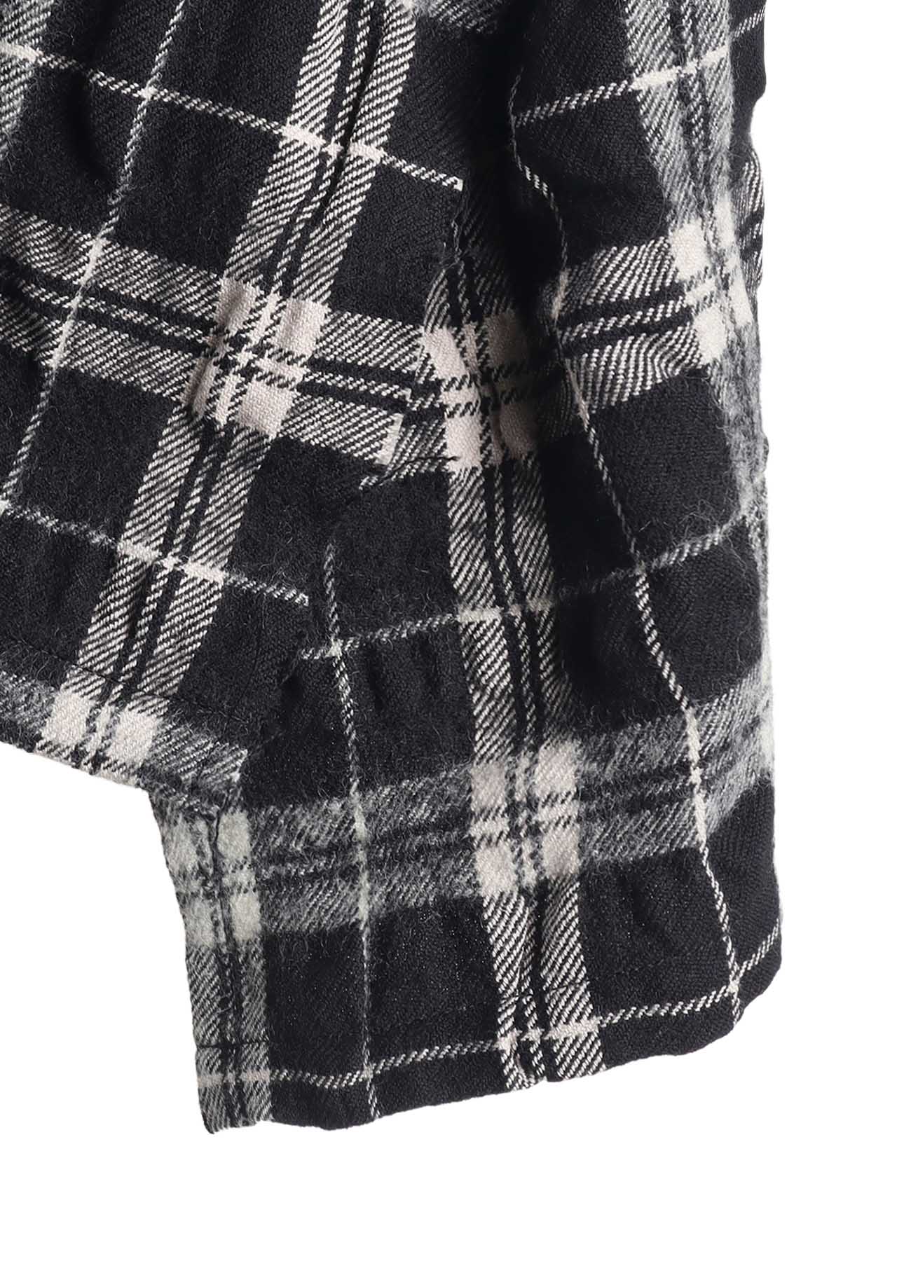 MILLED WOOL COTTON PLAID SKIRT
