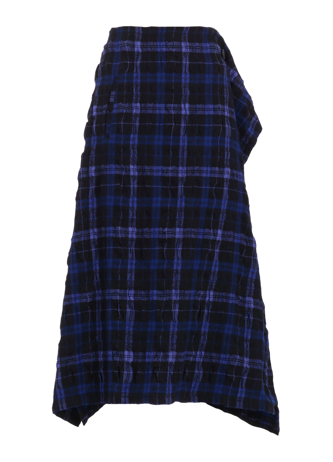 MILLED WOOL COTTON PLAID SKIRT