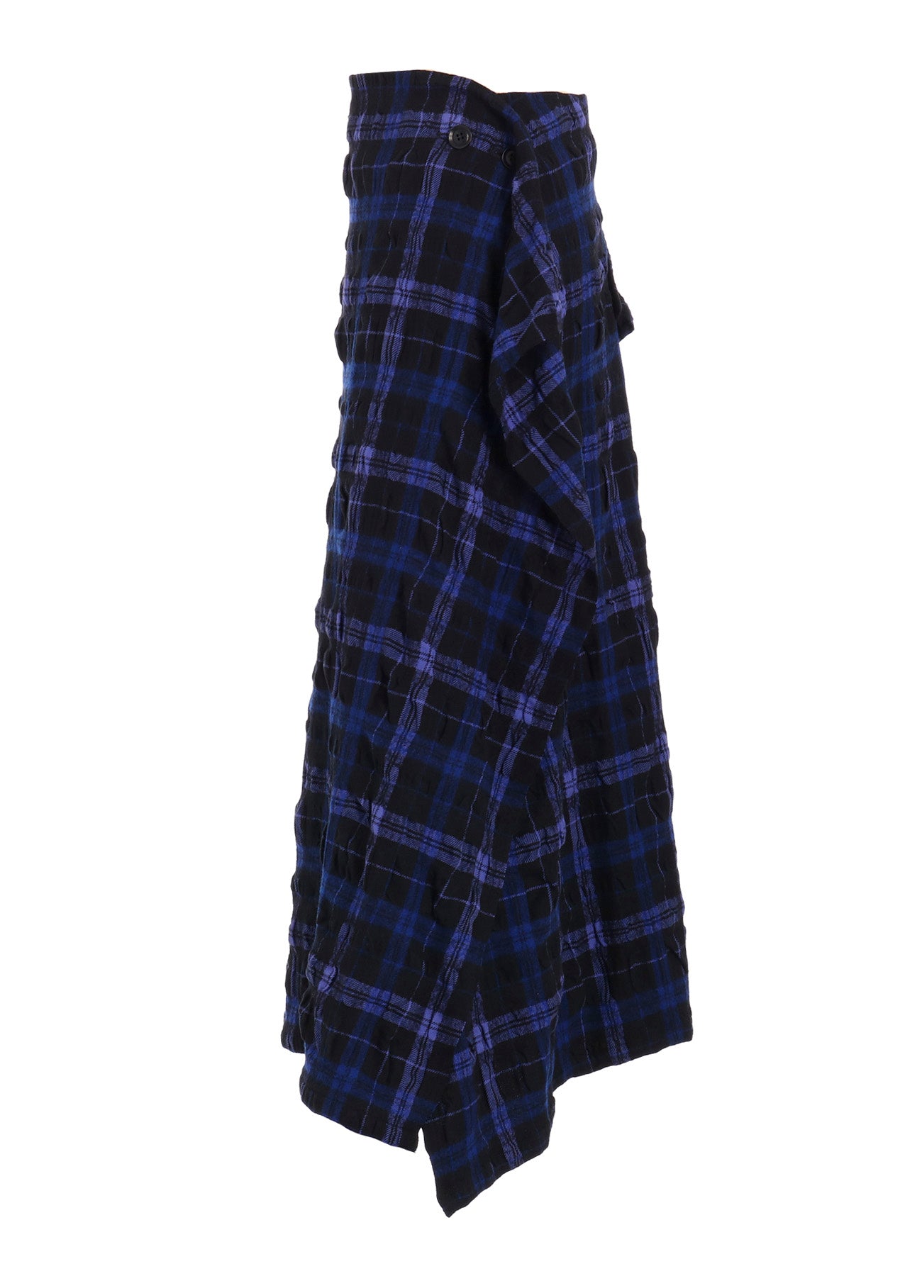 MILLED WOOL COTTON PLAID SKIRT