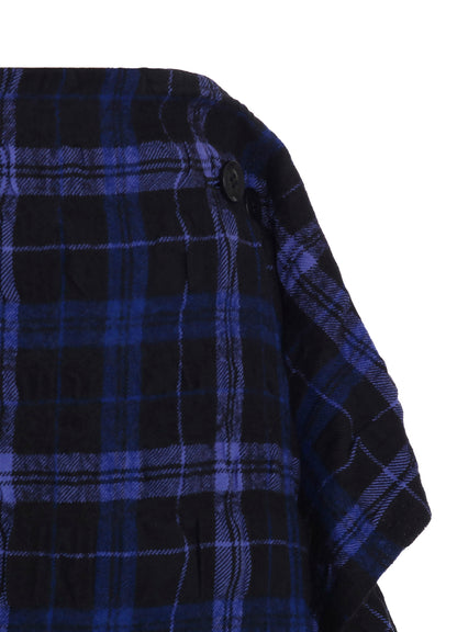 MILLED WOOL COTTON PLAID SKIRT