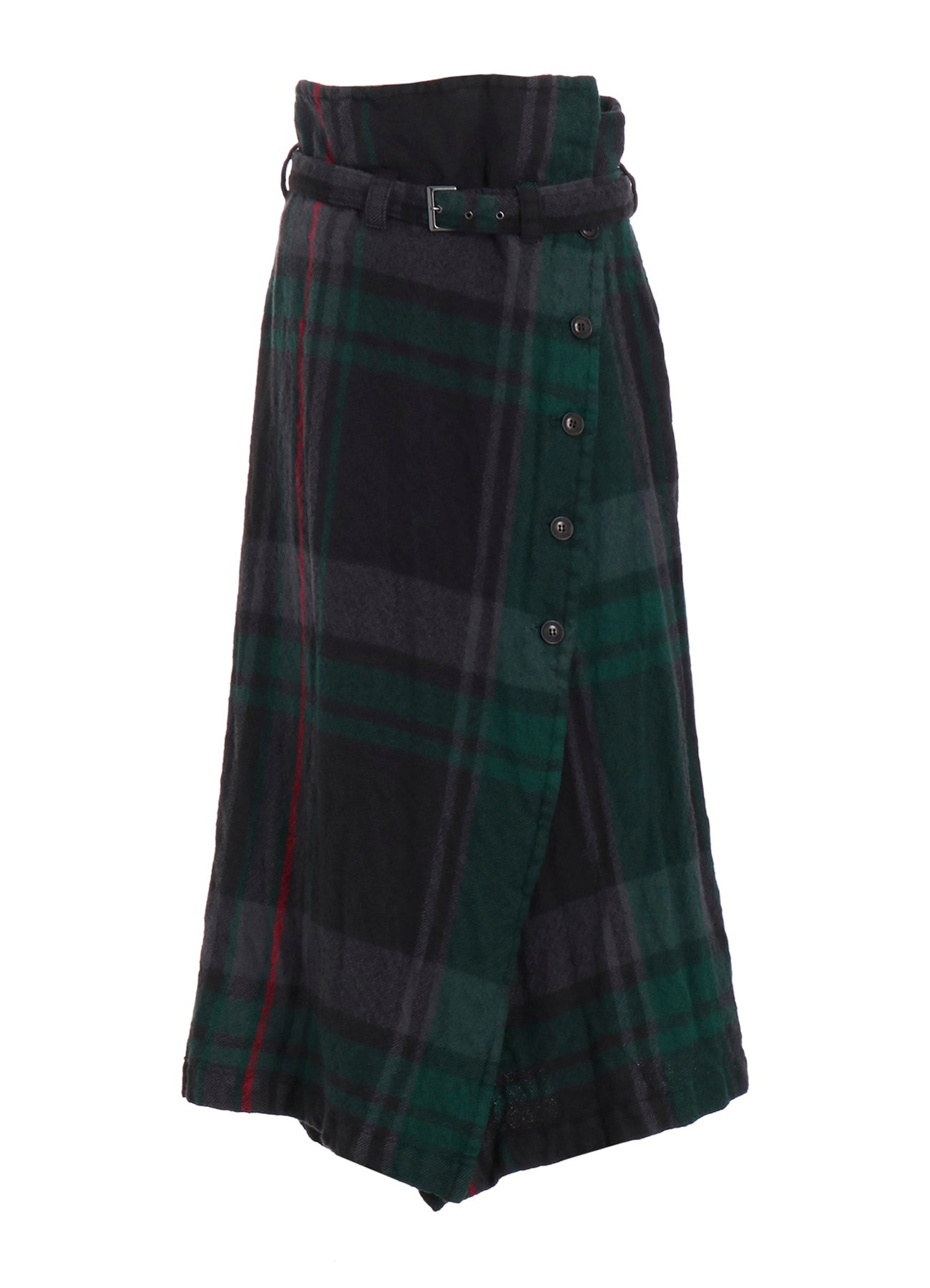 MILLED WOOL PLAID SKIRT
