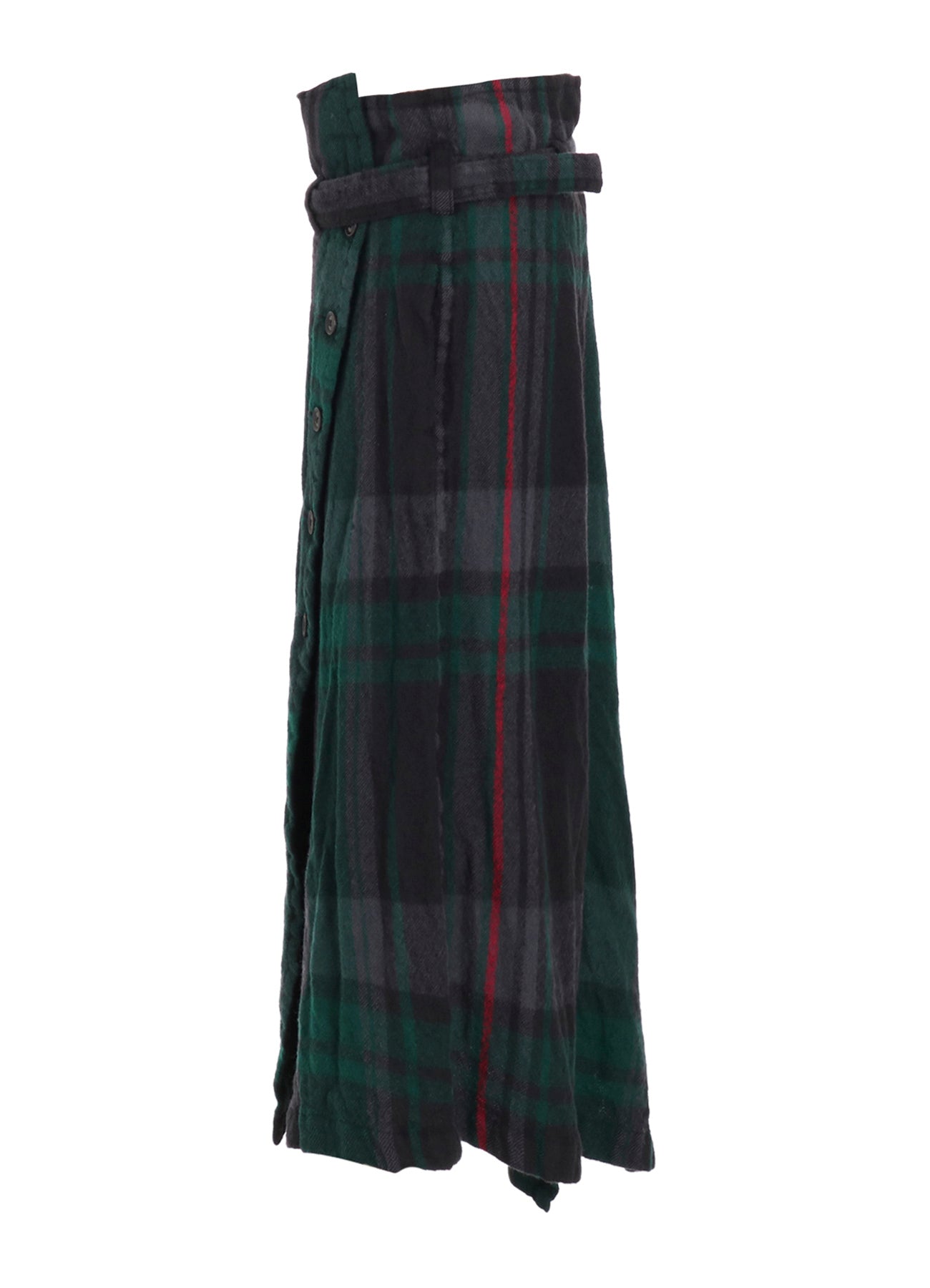 MILLED WOOL PLAID SKIRT