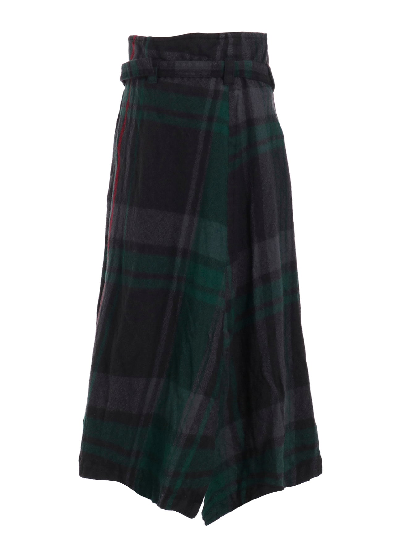 MILLED WOOL PLAID SKIRT