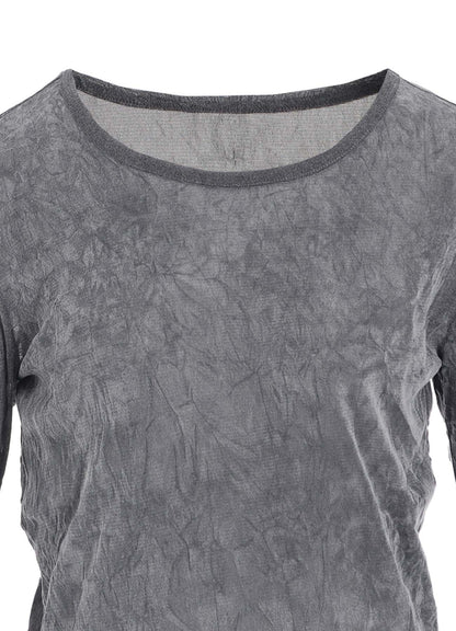 FLOCKED TULLE ROUND NECK T