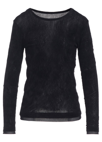 FLOCKED TULLE ROUND NECK T