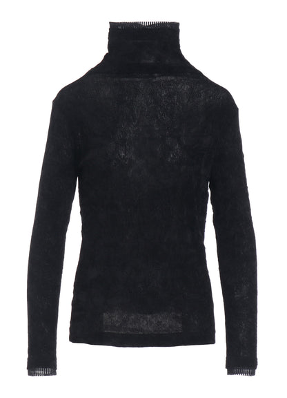 FLOCKED TULLE HIGH NECK T