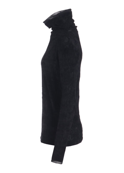 FLOCKED TULLE HIGH NECK T