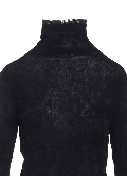 FLOCKED TULLE HIGH NECK T