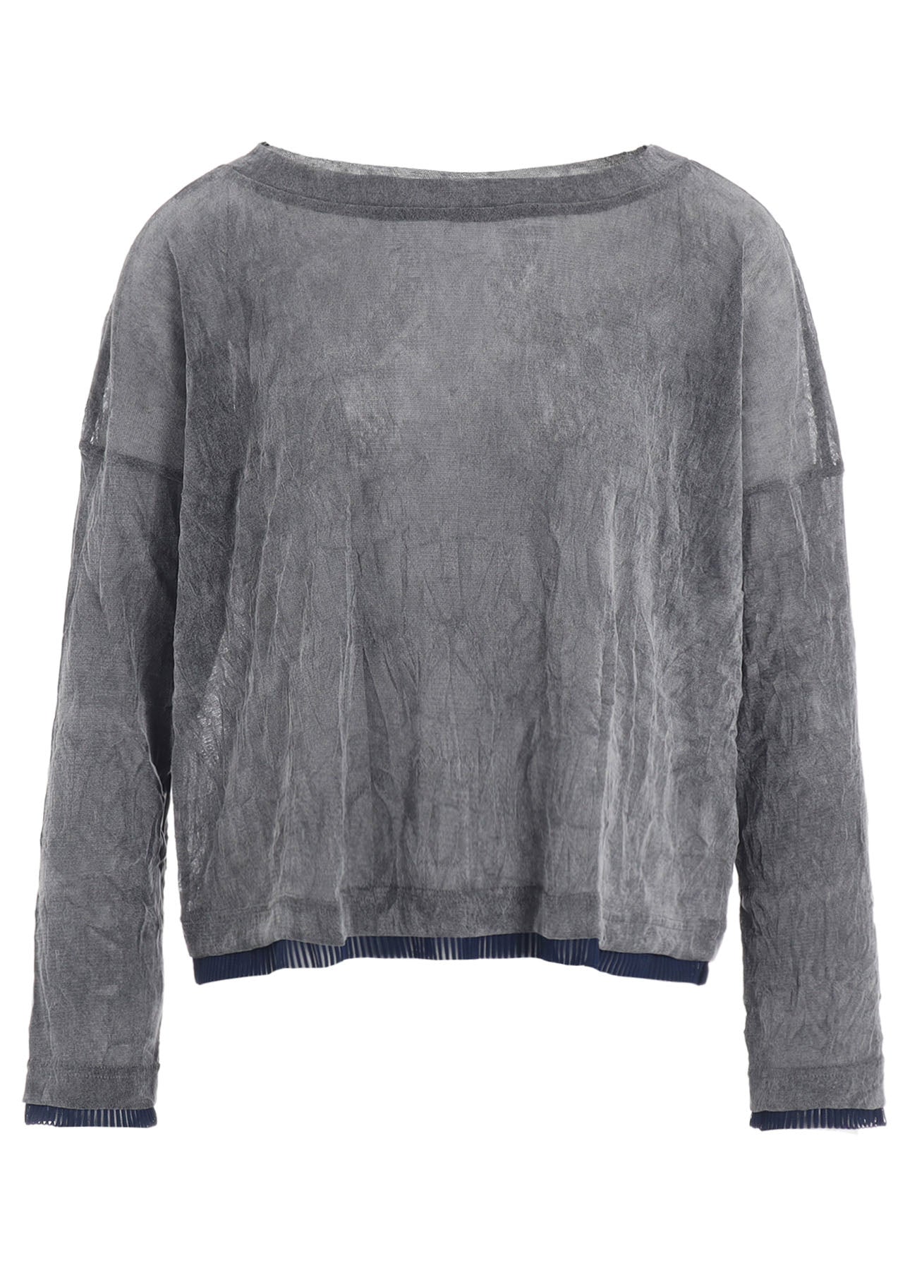 FLOCKED TULLE ROUND NECK WIDE  T