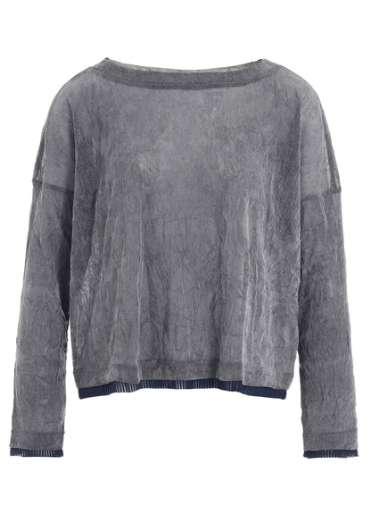 FLOCKED TULLE ROUND NECK WIDE  T