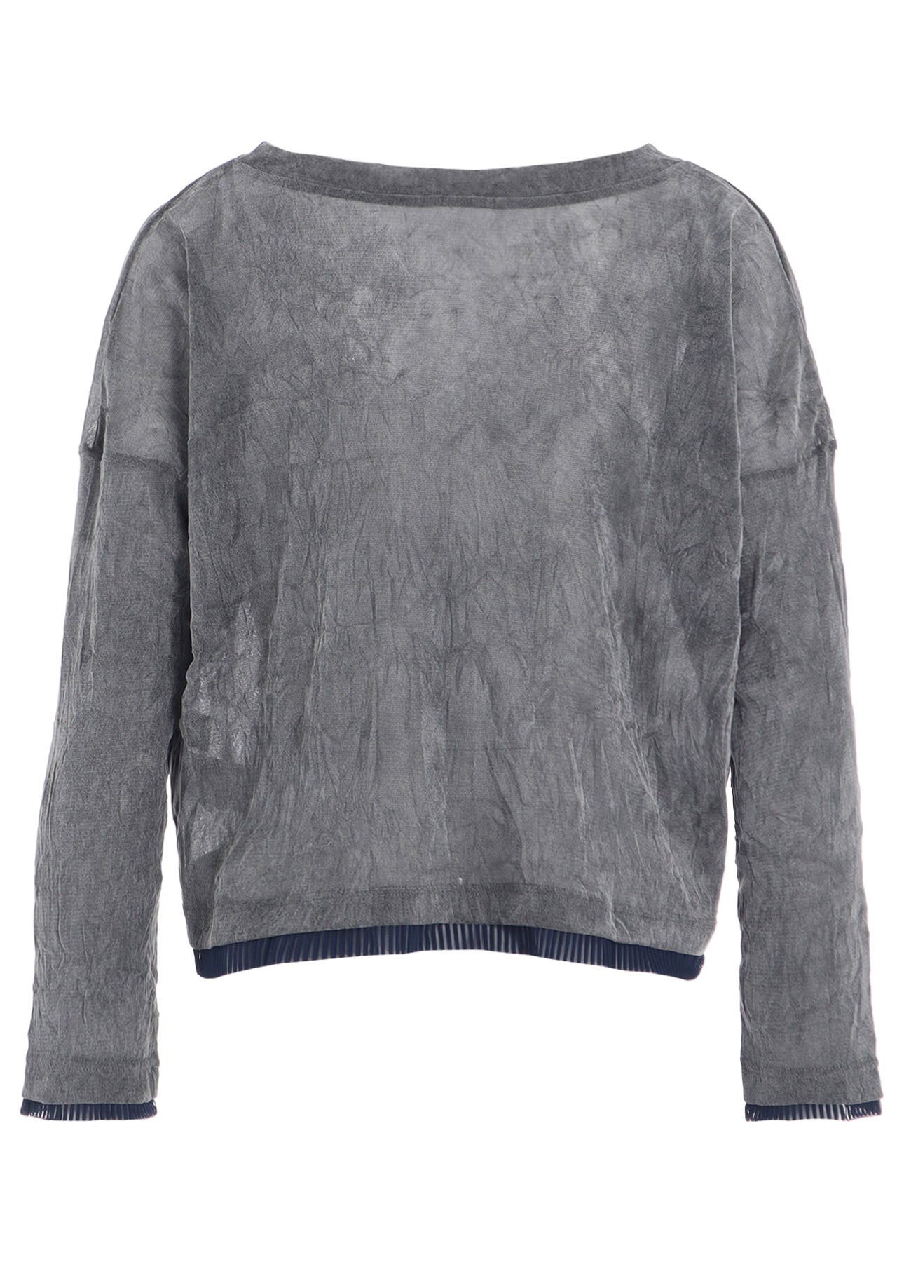 FLOCKED TULLE ROUND NECK WIDE  T