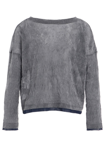 FLOCKED TULLE ROUND NECK WIDE  T