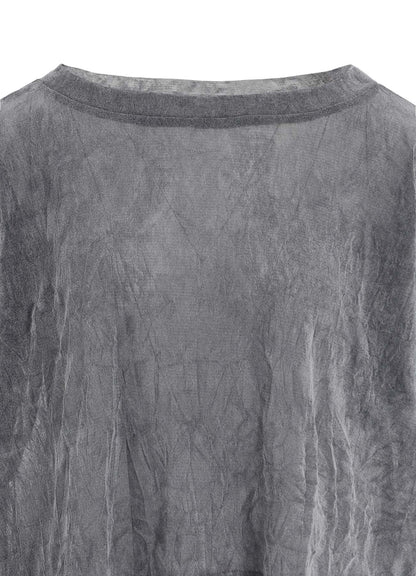 FLOCKED TULLE ROUND NECK WIDE  T