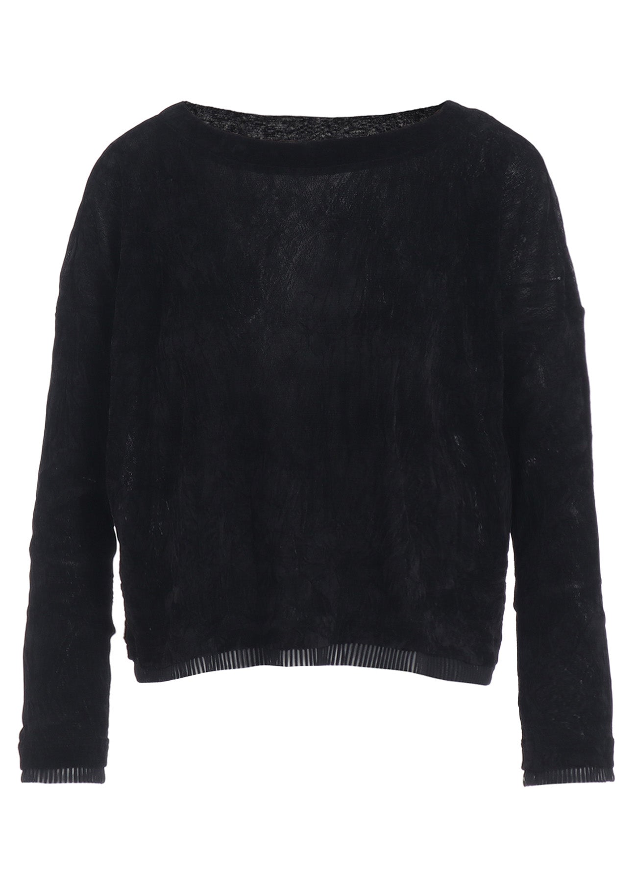 FLOCKED TULLE ROUND NECK WIDE  T