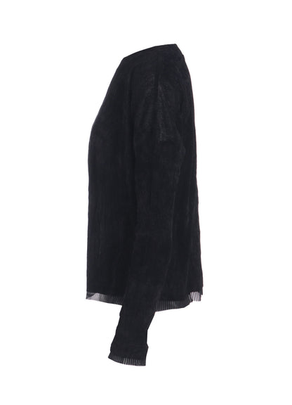 FLOCKED TULLE ROUND NECK WIDE  T