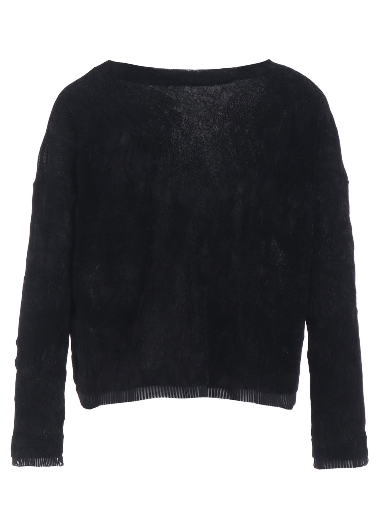 FLOCKED TULLE ROUND NECK WIDE  T