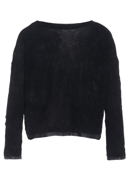 FLOCKED TULLE ROUND NECK WIDE  T