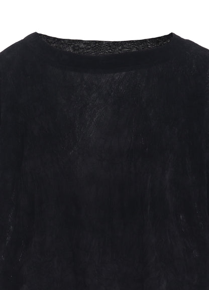 FLOCKED TULLE ROUND NECK WIDE  T