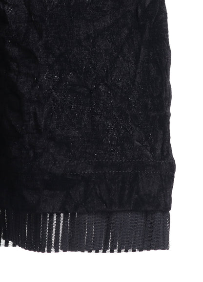 FLOCKED TULLE ROUND NECK WIDE  T