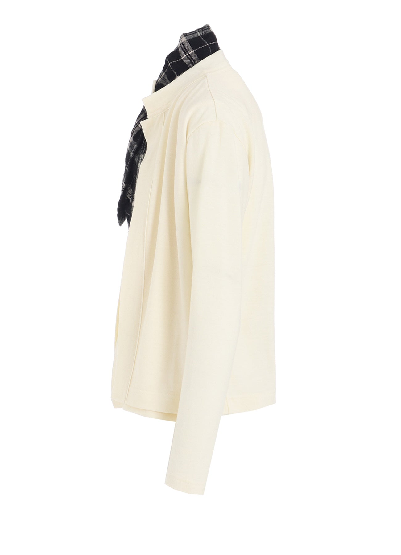 MILLED PLAID WOOL UNBALANCED RIBBON CARDIGAN