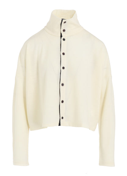 MILLED PLAID WOOL CARDIGAN