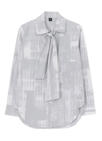 TYPEWRITER STRIPE BOW COLLAR BLOUSE