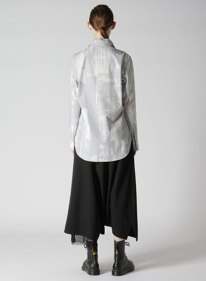 TYPEWRITER STRIPE BOW COLLAR BLOUSE