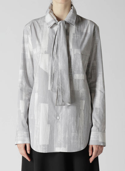 TYPEWRITER STRIPE BOW COLLAR BLOUSE