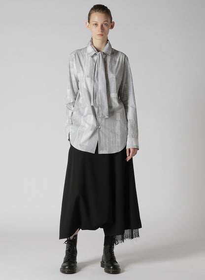 TYPEWRITER STRIPE BOW COLLAR BLOUSE