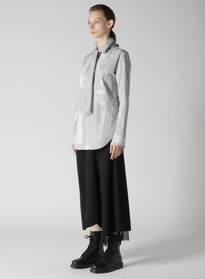 TYPEWRITER STRIPE BOW COLLAR BLOUSE