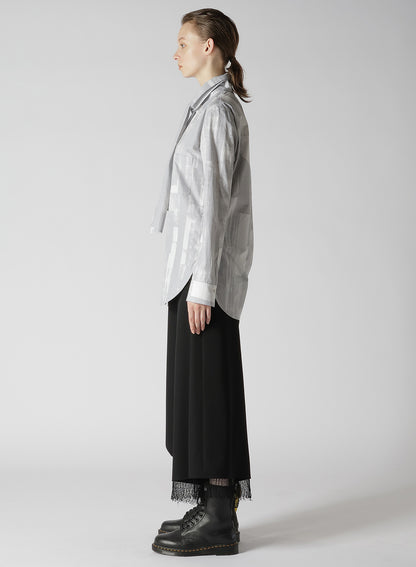 TYPEWRITER STRIPE BOW COLLAR BLOUSE