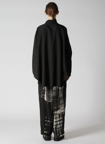 [Y's BORN PRODUCT] THIN COTTON TWILL DOUBLE FRONT OVERSIZED SHIRT