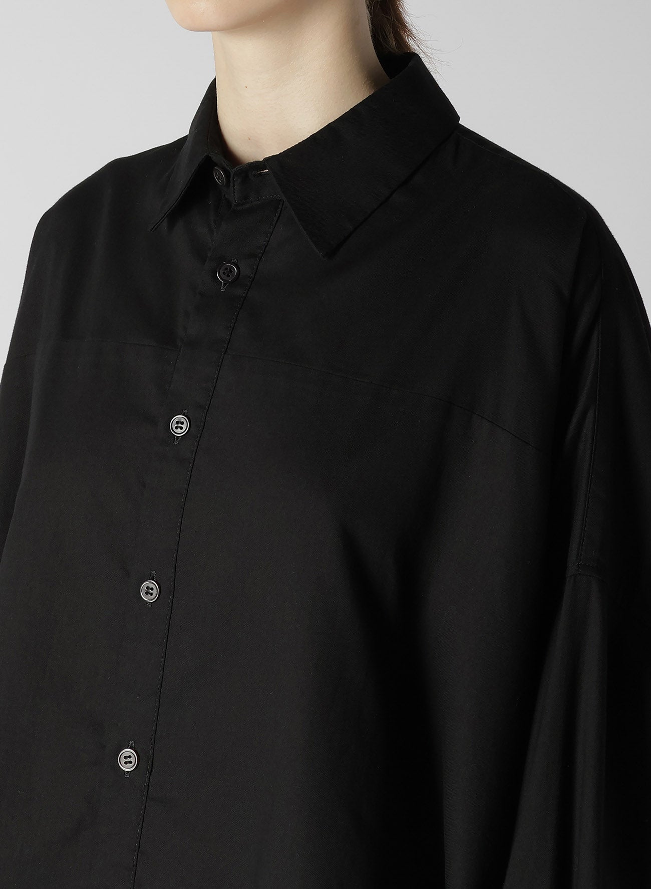 [Y's BORN PRODUCT] THIN COTTON TWILL DOUBLE FRONT OVERSIZED SHIRT