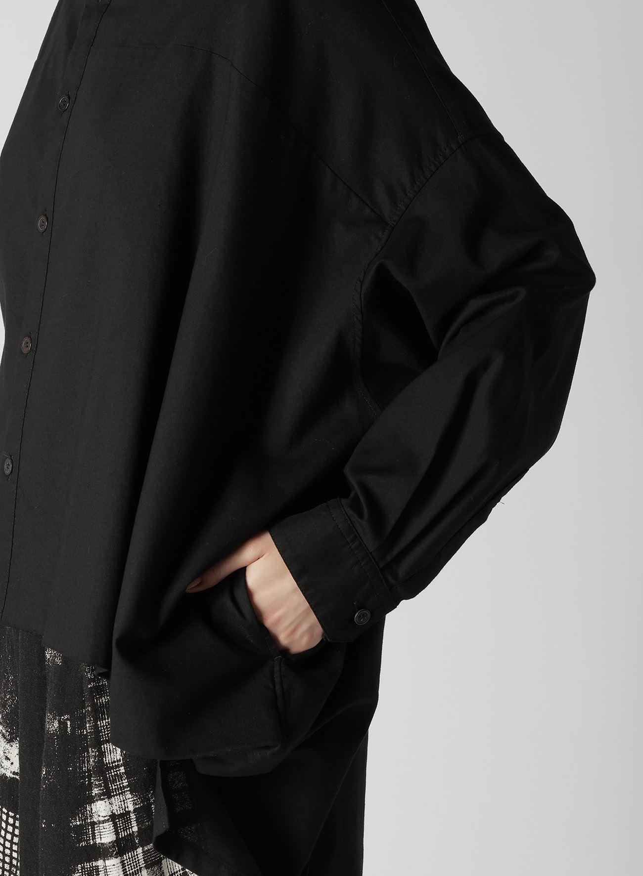 [Y's BORN PRODUCT] THIN COTTON TWILL DOUBLE FRONT OVERSIZED SHIRT