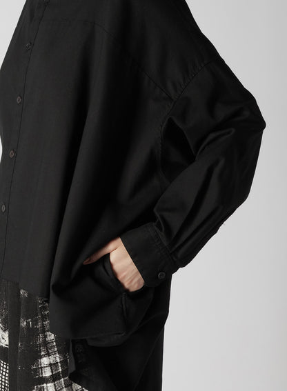 [Y's BORN PRODUCT] THIN COTTON TWILL DOUBLE FRONT OVERSIZED SHIRT