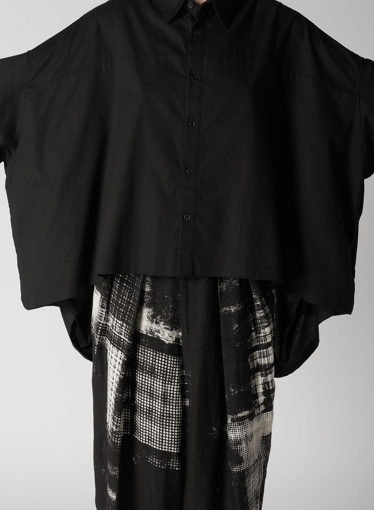[Y's BORN PRODUCT] THIN COTTON TWILL DOUBLE FRONT OVERSIZED SHIRT