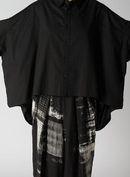 [Y's BORN PRODUCT] THIN COTTON TWILL DOUBLE FRONT OVERSIZED SHIRT